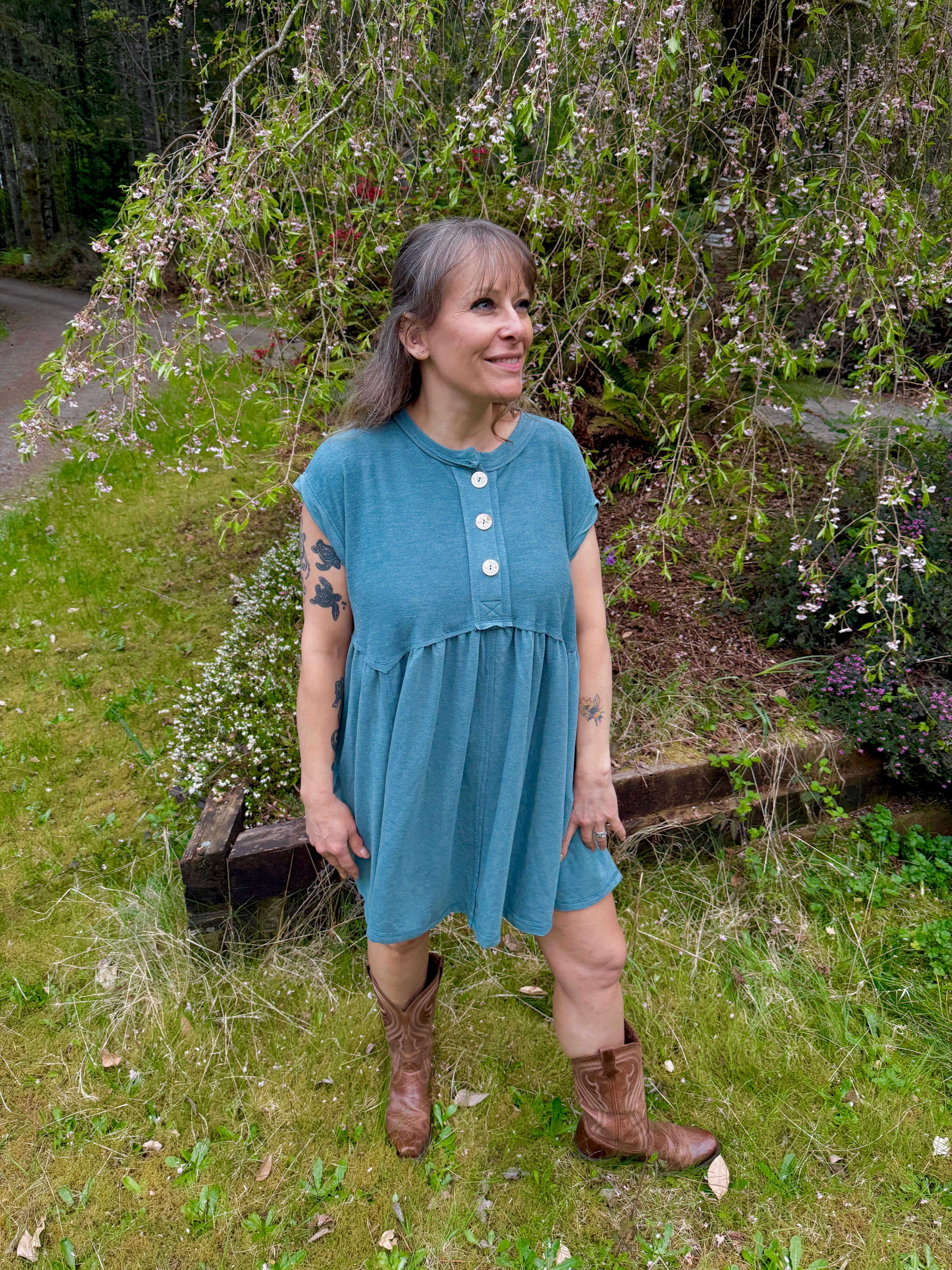 Sweet nothing baby doll dress - Teal TBN
