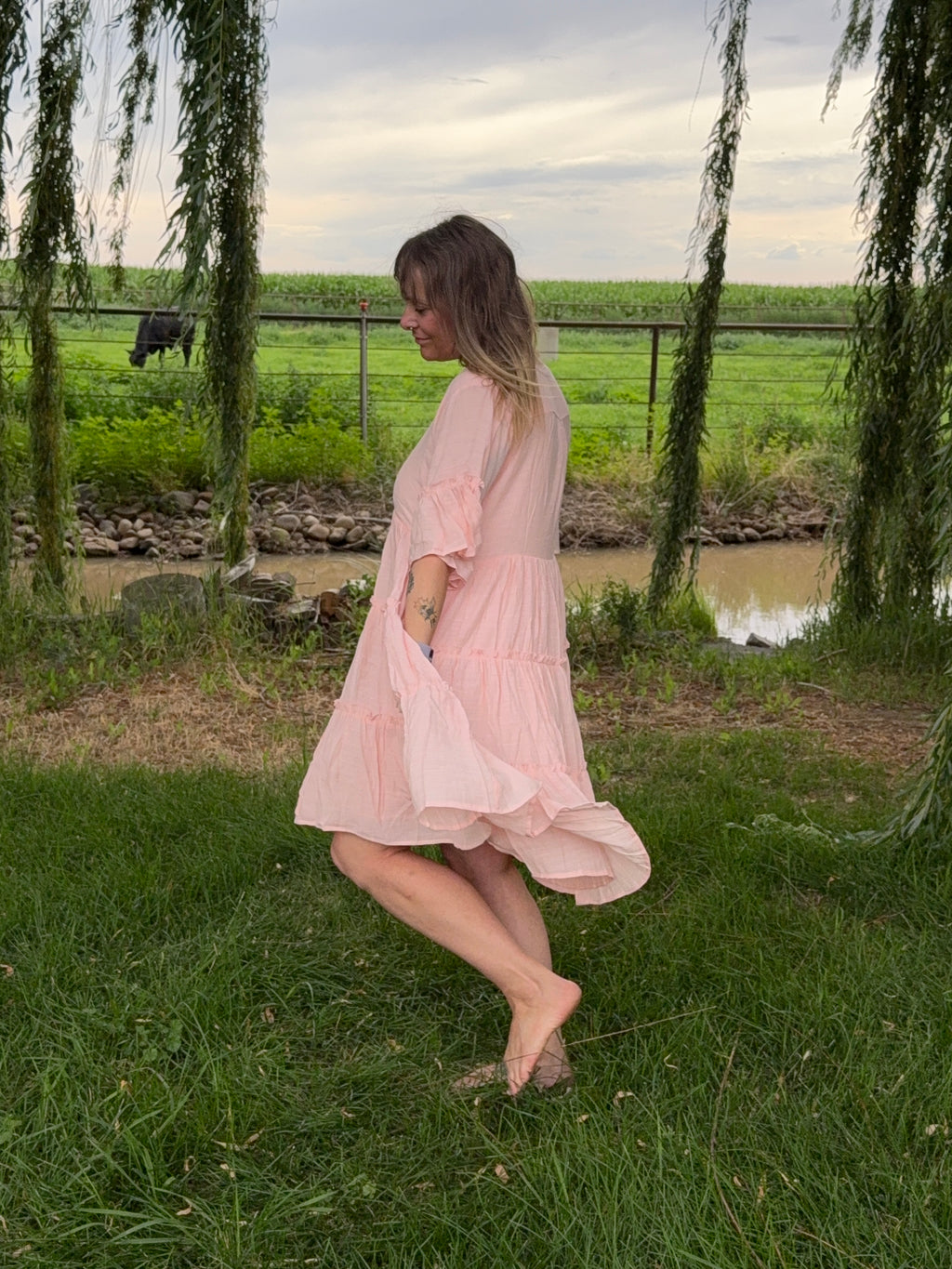 Peach Tiered dress