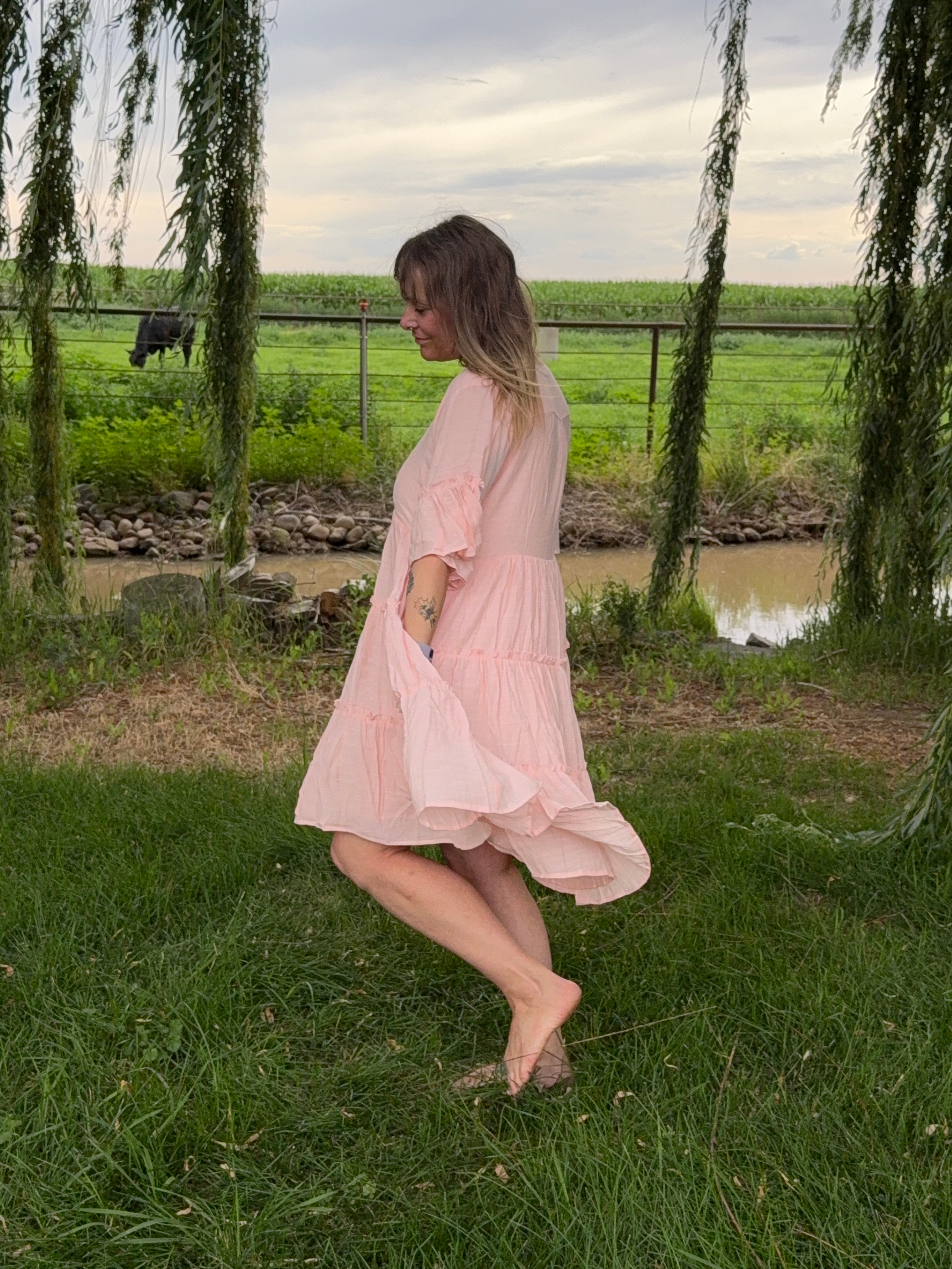 Peach Tiered dress