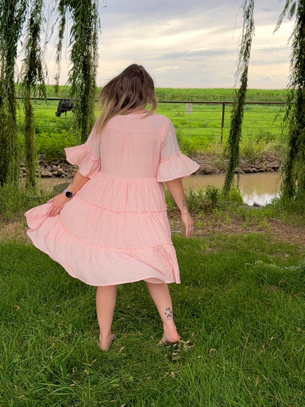 Peach Tiered dress