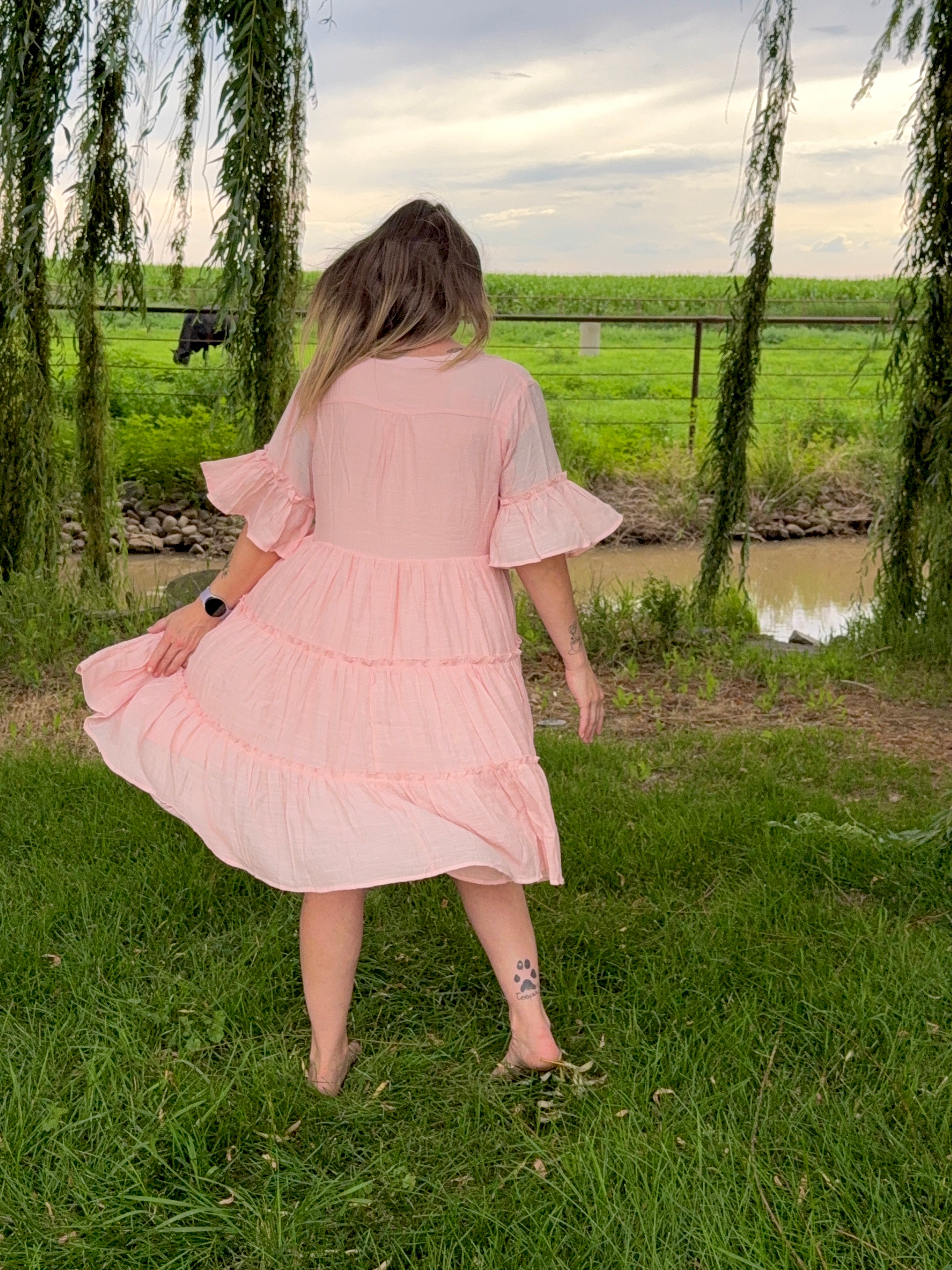 Peach Tiered dress
