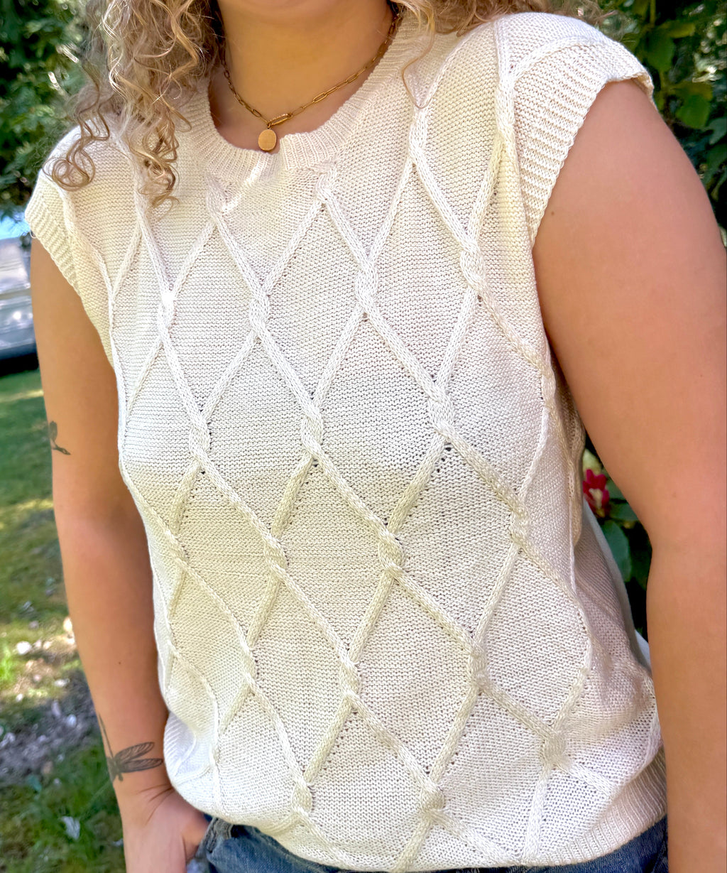 Cable Knit Batwing Sweater - Cream