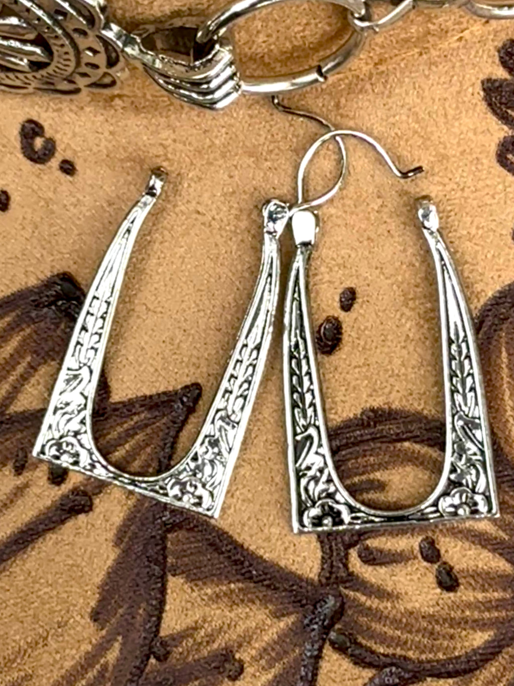 Silver Frame Hoop Earrings