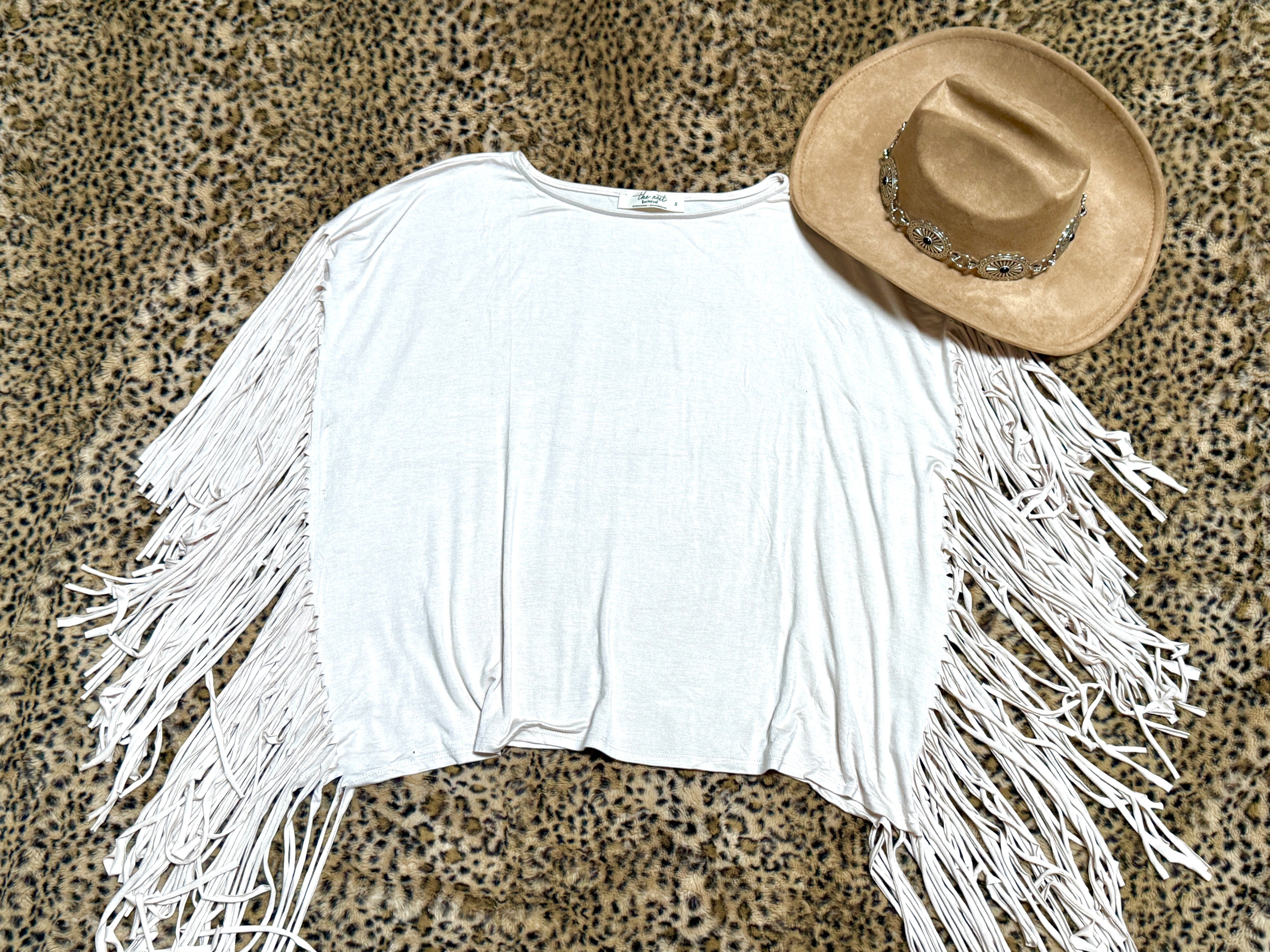 Western Showstopper Fringe Top - Oat TBN