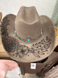 Taupe Floral Cowboy Hat