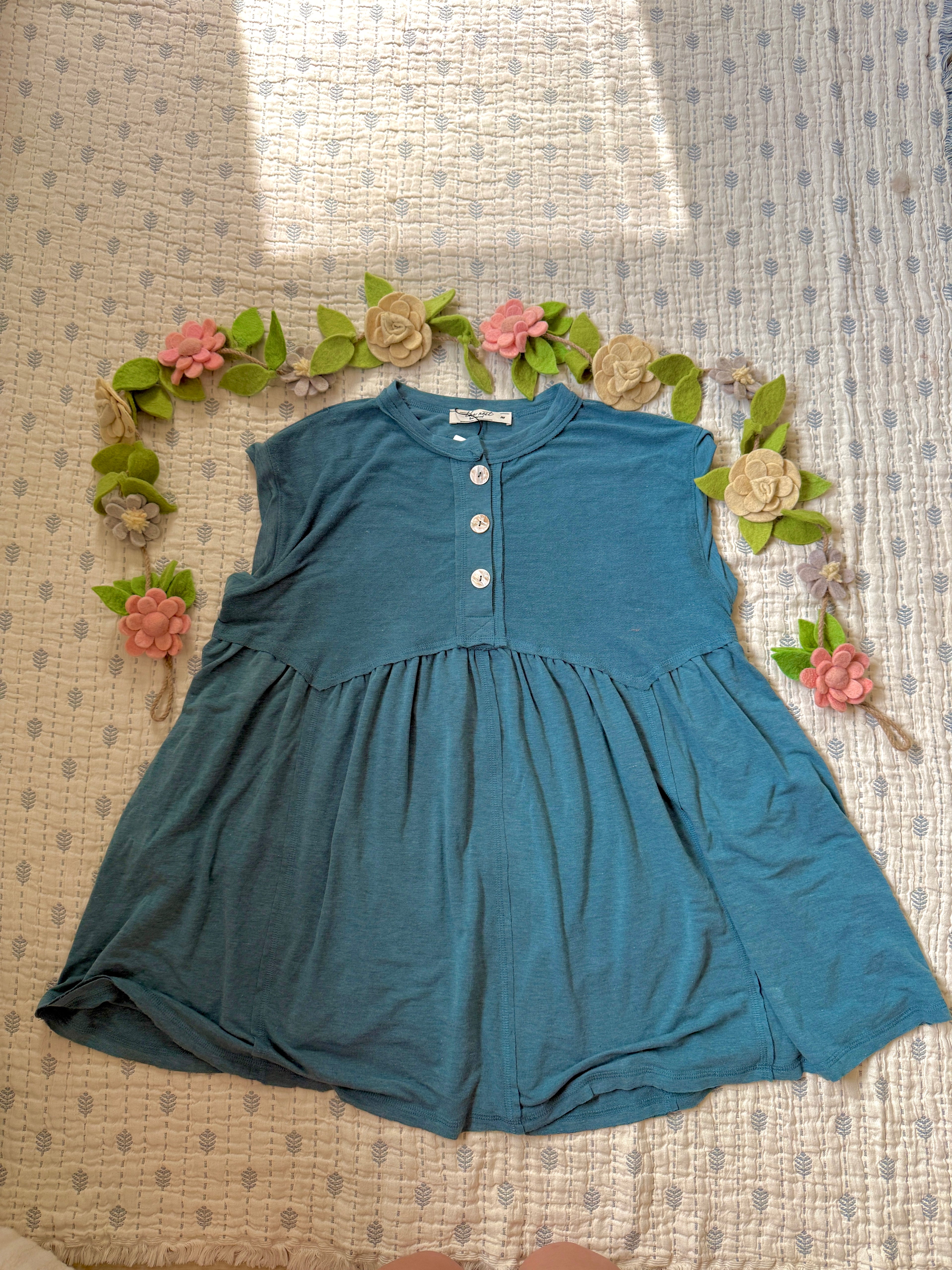 Sweet nothing baby doll dress - Teal TBN