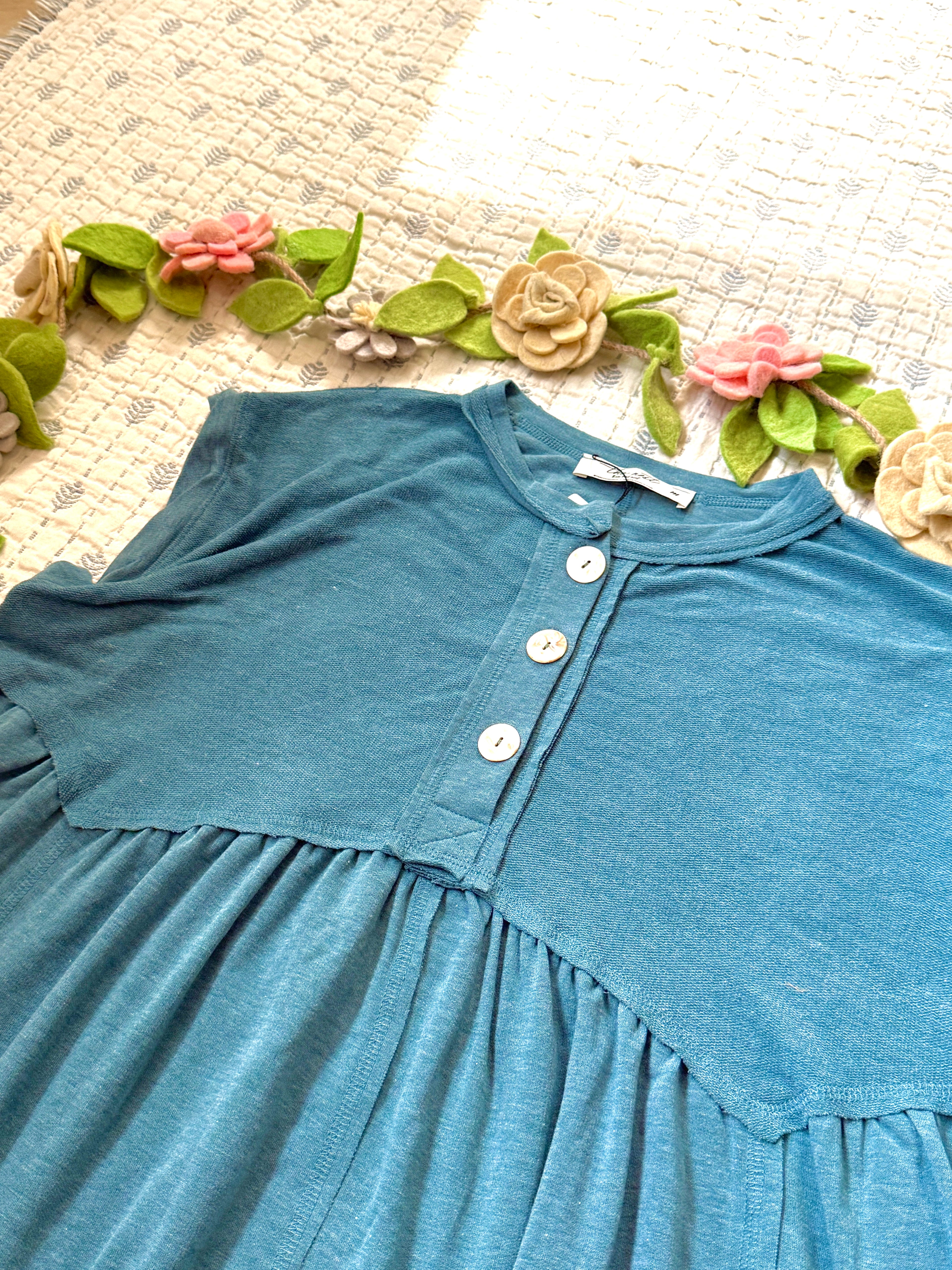 Sweet nothing baby doll dress - Teal TBN