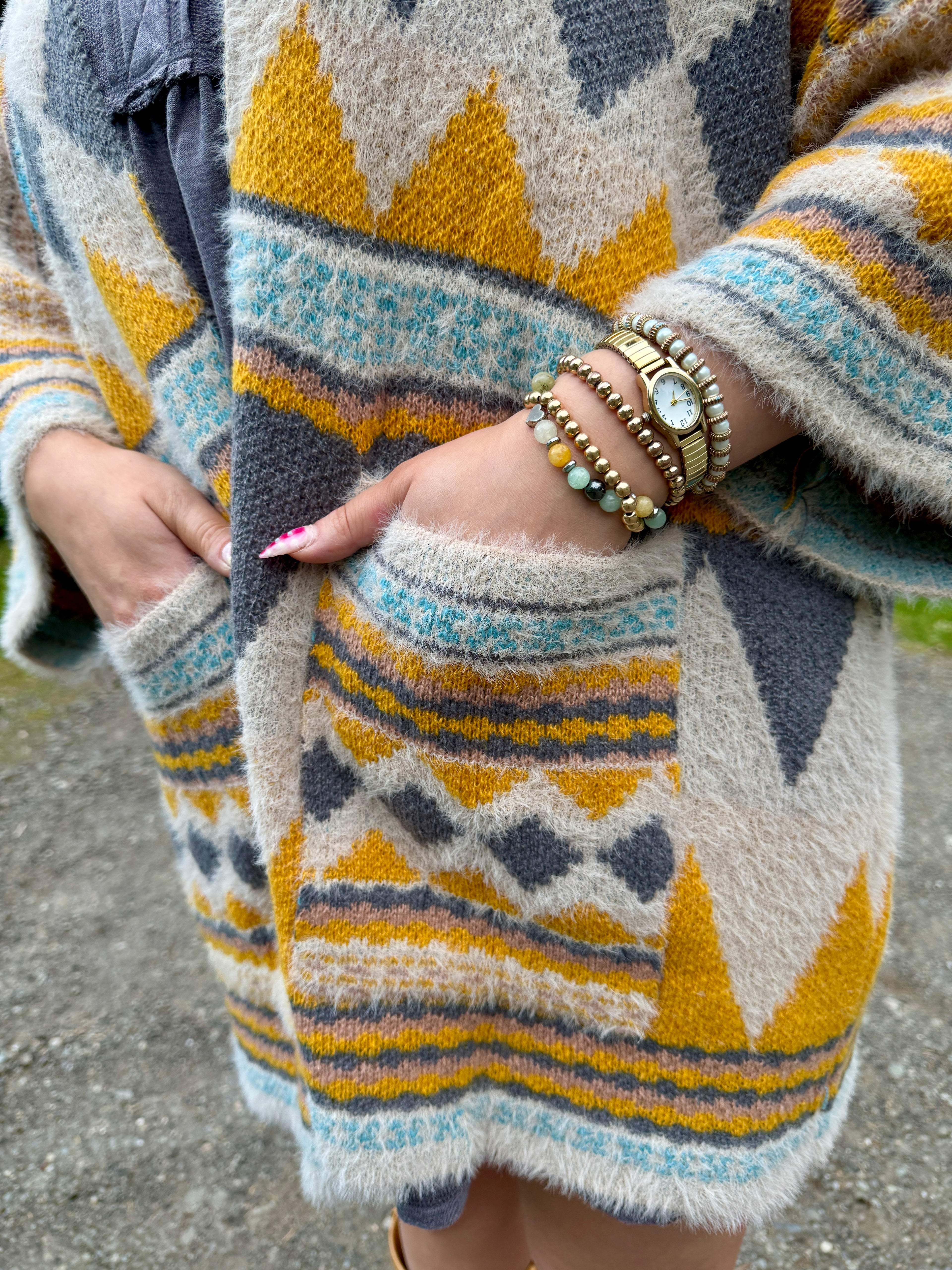 Keep It Up Oversized Cardigan - Mustard TBN