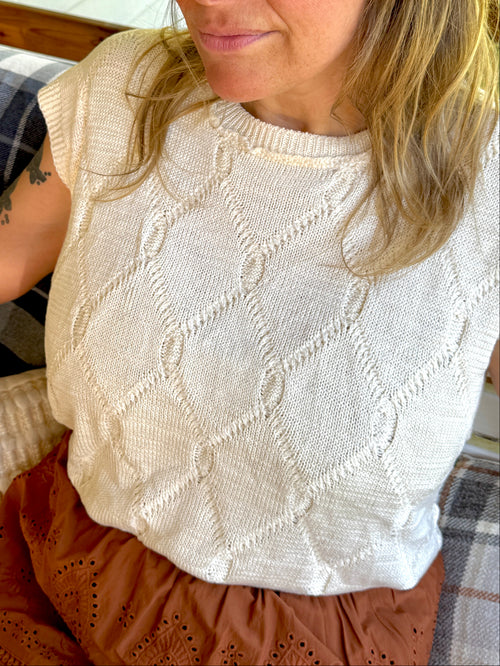 Cable Knit Batwing Sweater - Cream