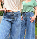 Striped Bonnie button Jeans