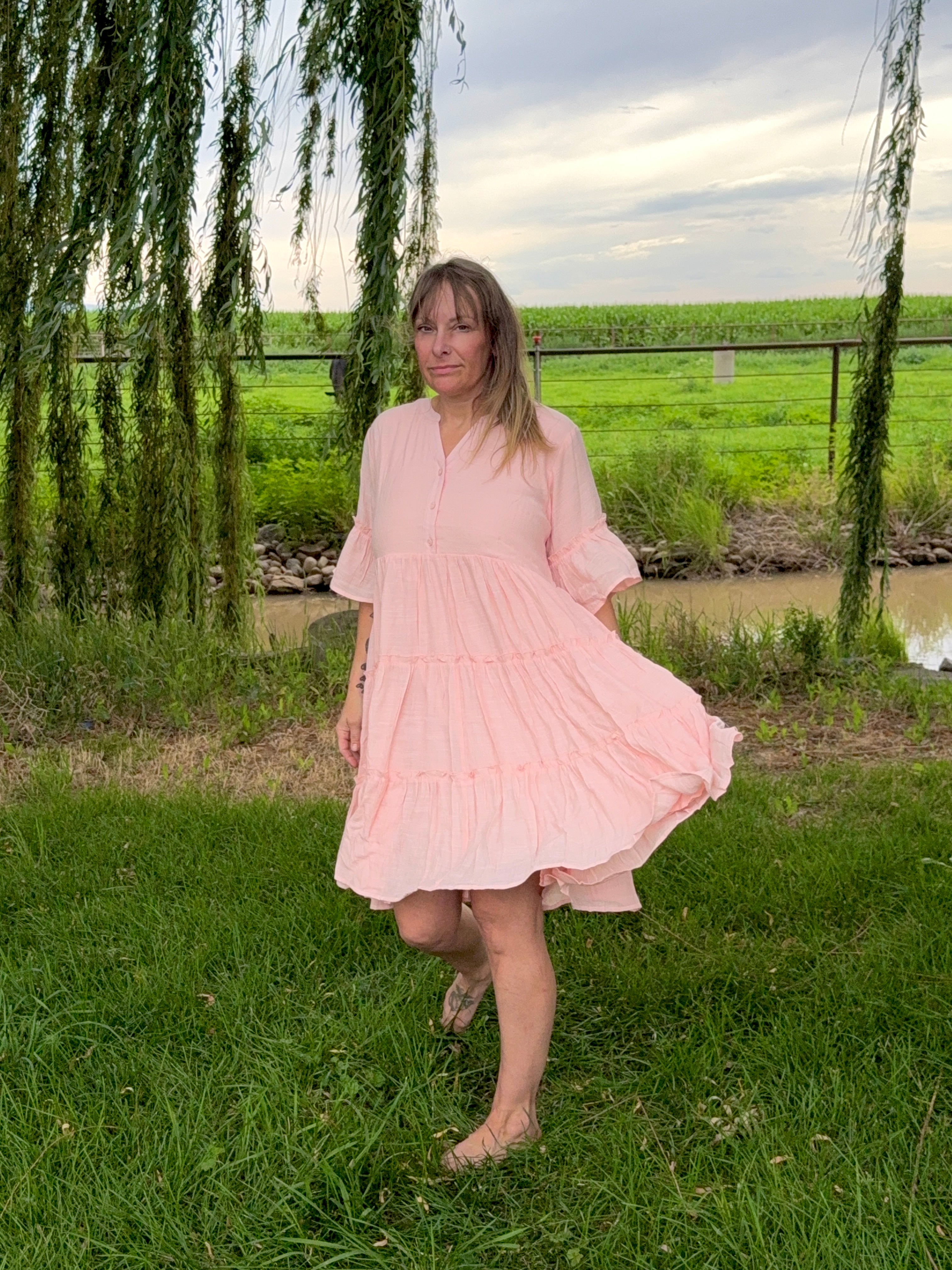 Peach Tiered dress