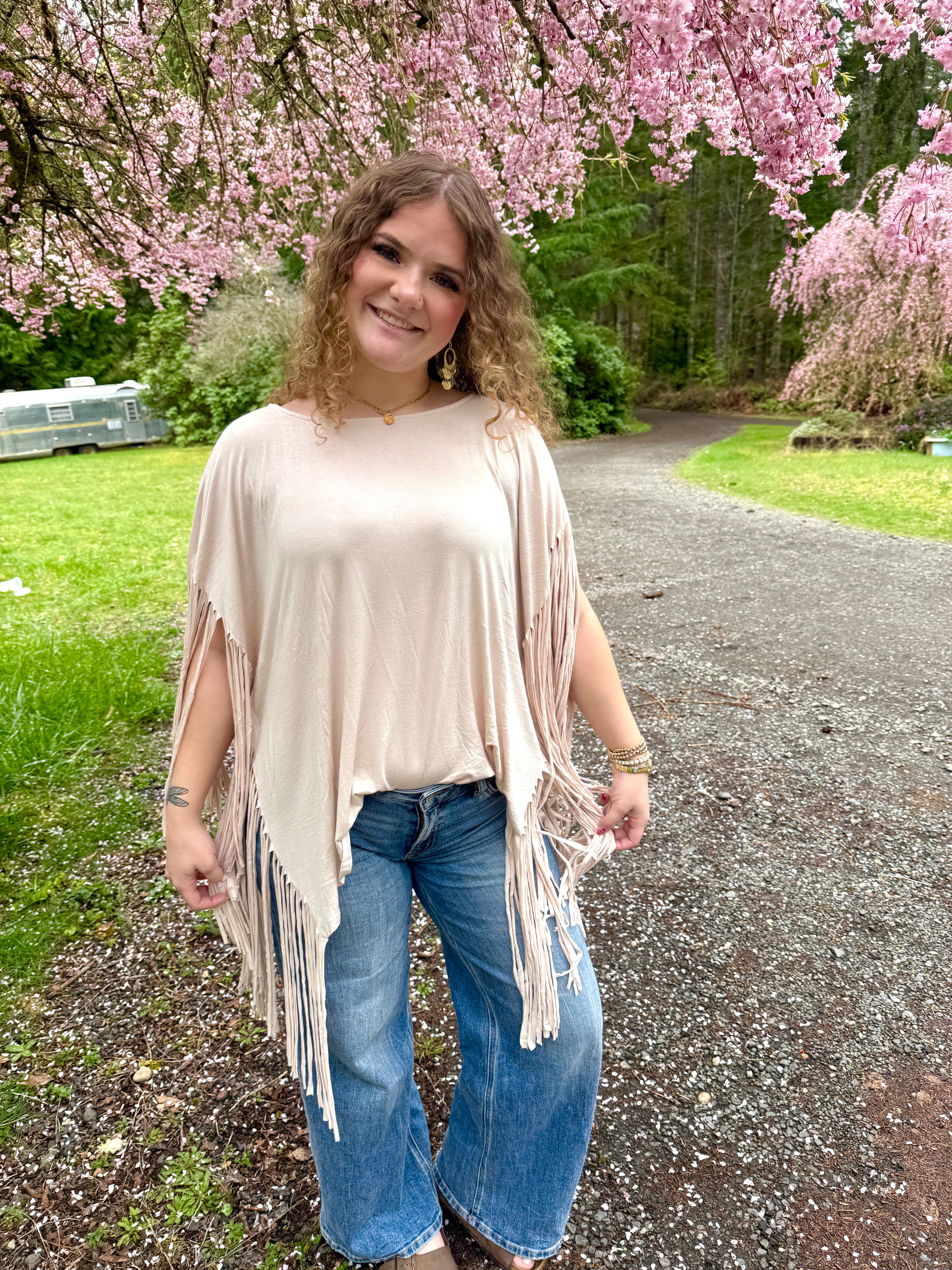 Western Showstopper Fringe Top - Oat TBN