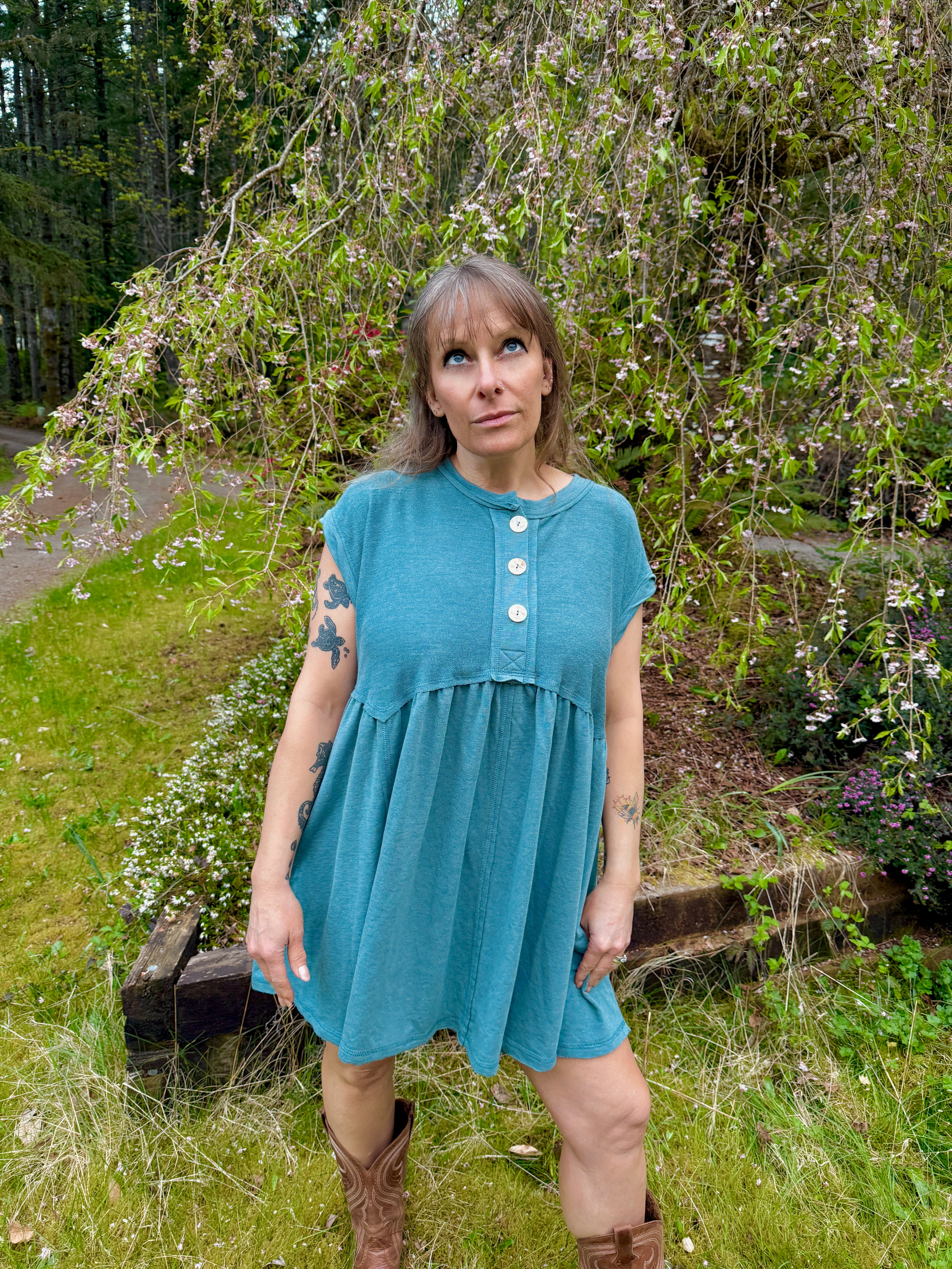 Sweet nothing baby doll dress - Teal TBN