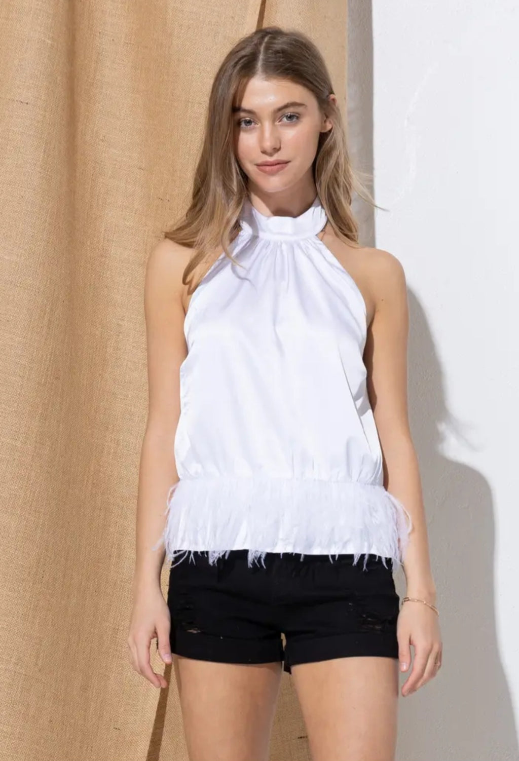 Movie Star Boa Halter Top